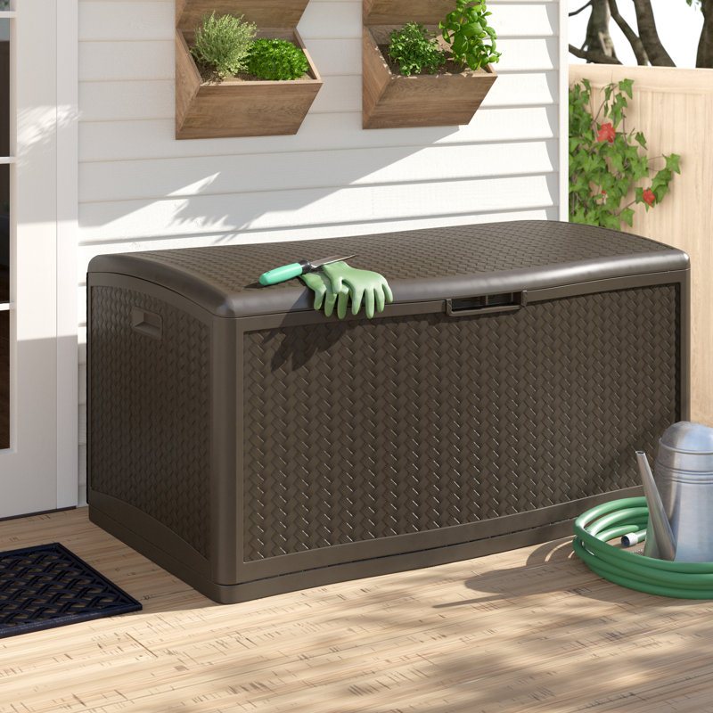 Suncast 124 Gallon Water Resistant Herringbone Deck Box & Reviews ...